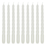 10 Vela Torcida 25 Cm Decoração Festa Casamento P/ Castiçal Cor Branco Espiral