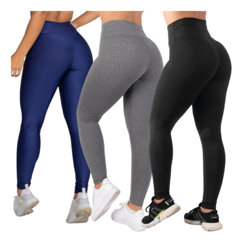 Kit 3 Legging Feminina Calça Grossa Leg Ginastica Academia