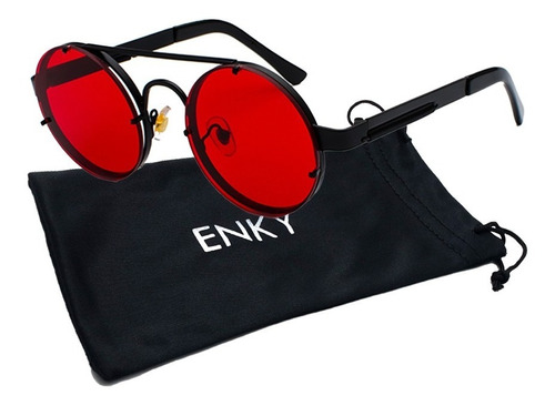 Lentes Sol Redondos 'money'+funda Kit Steampunk Unisex Uv400