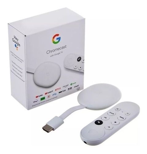 Smart Tv Google Chromecast 4 Hd Com Controle Branco Original