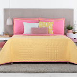 Edredón Individual Doble Vista Incluye 1 Funda Real Textil Color Amarillo - Rosa
