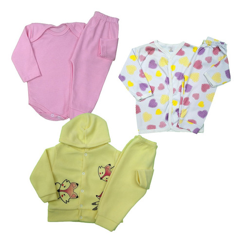 Kit Maternidade 6 Pçs Inverno Conjunto Body Pijama Moletom