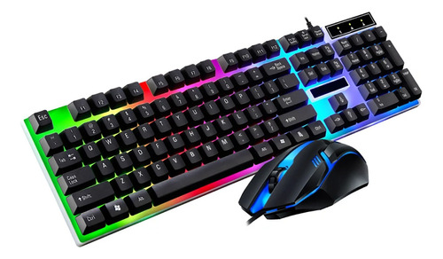 Kit Teclado E Mouse Gamer Led Semi Mecânico Anti-ghosting