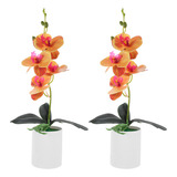 Maceta De Orquídeas Con Flores Artificiales Para Bonsáis, 2
