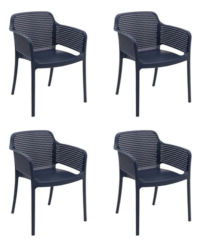 Combo 4 Cadeiras De Jantar Gabriela Azul Navy Tramontina