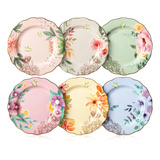 Btat Platos Florales De Porcelana 8 Pulgadas Juego De 6