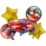 Pack 5 Globos Metalizado Cars Rayo Macqueen Aire O Helio