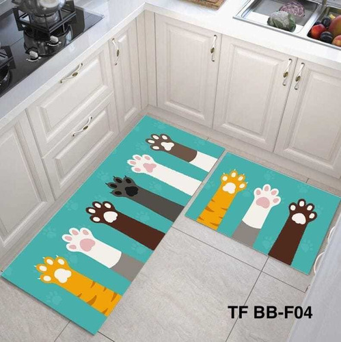 Alfombra Para Cocina Piso Entrada Antideslizante Juego 2 Pcs