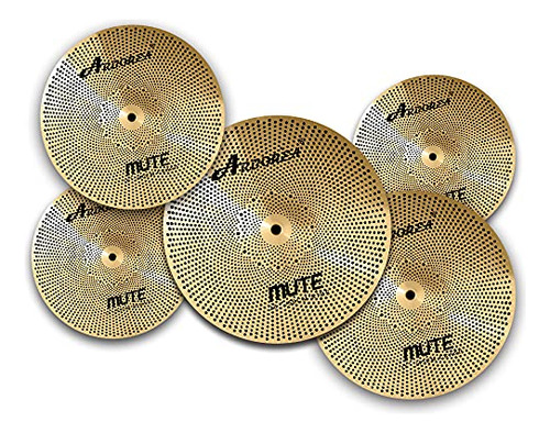 Set Platillos Batería Mute 5 Piezas 14'/16puLG/18'/20puLG Or