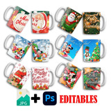 Plantilla Para Sublimar Tazas De Navidad Diseños Editables