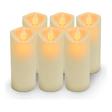 6pzs Velas Led Grandes De Pilas Flama Realista Con Baterías 