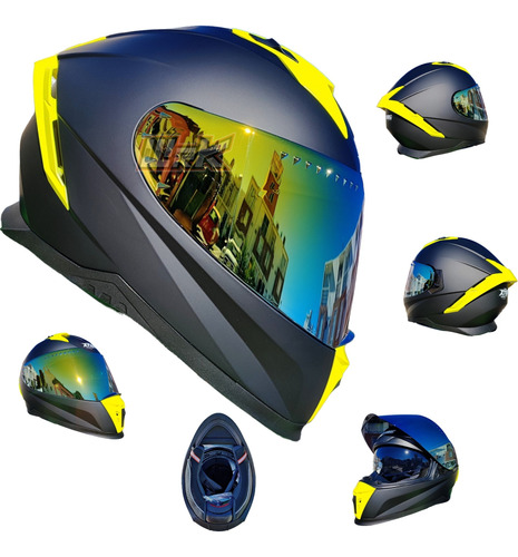 Casco Para Moto Negro Amarillo Neon Xtrong Certificado Ece 