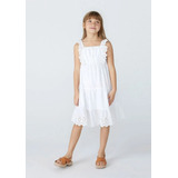 Vestido Hering Midi Em Laise Com Babado - Branco