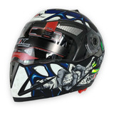 Casco Abatible Iron Racing Ir-105 Doble Mica Dot Azul