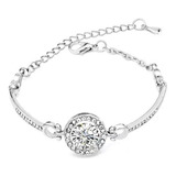 Pulsera Mujer Delicada Femenina Strass Piedra Plateada