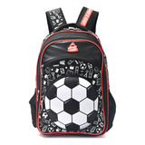 Mochila Escolar Espalda Futbol Pelota Skora Lets Play Rojo Color Negro