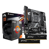 Kit Placa Mãe B550m Aorus Elite Ryzen 7 5700g Fury 2x16gb