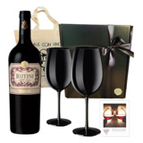 Regalo Souvenir Caja Vino Rutini Cab Malbec 2 Copas Negras  