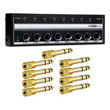 Amplificador De Fones Ha800 8 Canais Microamp + 9 Plugs