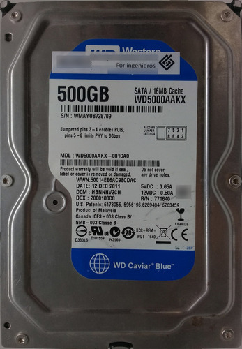 Western Digital Wd5000aakx-001ca0 500gb Sata - 3348 Recupero