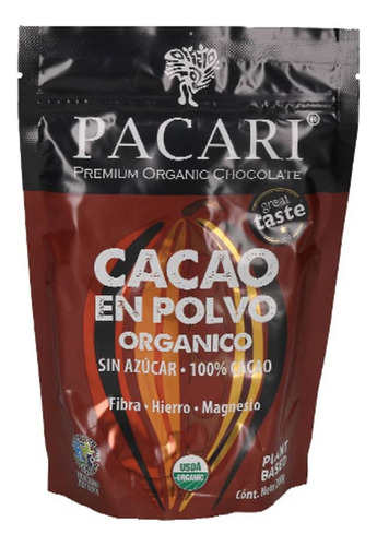 Chocolate Cacao Orgánico 100% 200gr Libre Gluten Premiun