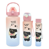 3 Botellas De Agua Trio Osos Escandalosos 2000 +900 +300 Ml Color Oso Panda/rosa/azul 3 Botellas