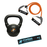 Kit Set Gym Pesa Rusa Kettlebell 4 Kg + Bandas Elasticas Sp