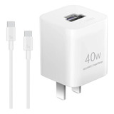 Cargador Huawei 40w Con Cable C A C, Doble Puerto 