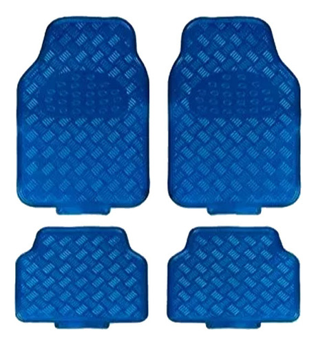 Cubre Alfombra Metalizada Azul Tunning Universal 4 Piezas