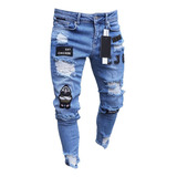 Jeans Bordados Hombre Pantys Elásticos Rotos