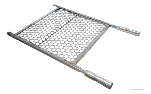 Grelha Churrasco Tela Moeda 40x40 Em Inox E Cabo Aluminio