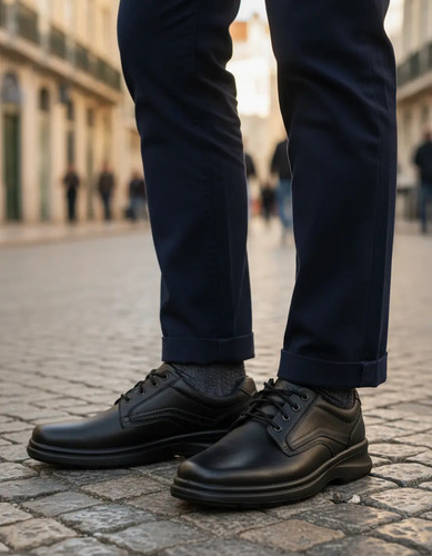Zapato Tipo Bota Color Negro De Piel Hombre Verdetabaco 2091
