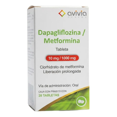 Dapaglifzona\u002FMetformina 10mg\u002F1000mg Clorhidrato De Metformina Liberación Prolongada Frasco Con 28 Tabletas Avivia | Envío gratis