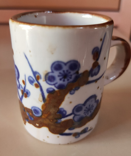 Taza Arbol Bonsai Oriental Con Flores Souvenir Vintage Retro