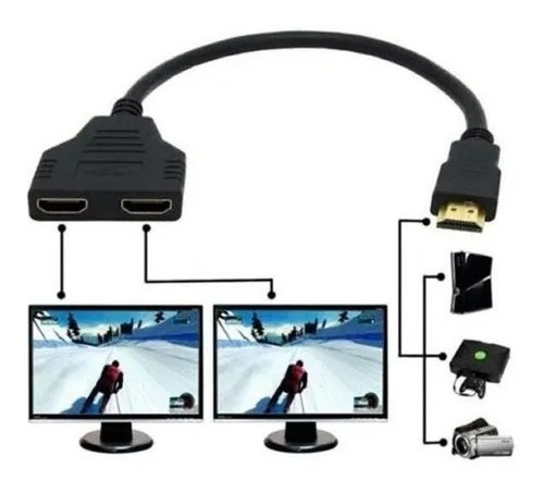 Splitter Plano Divisor Hdmi De 1 Macho A 2 Hembra, Videojueg