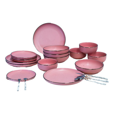 Vajilla De Lujo Redonda Para 8 Personas 32pz Vascella Color Rosa Liso | Meses sin interés