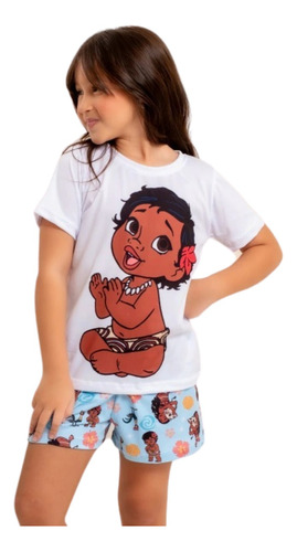Pijama Criança Manga Curta Personagens Moana Baby