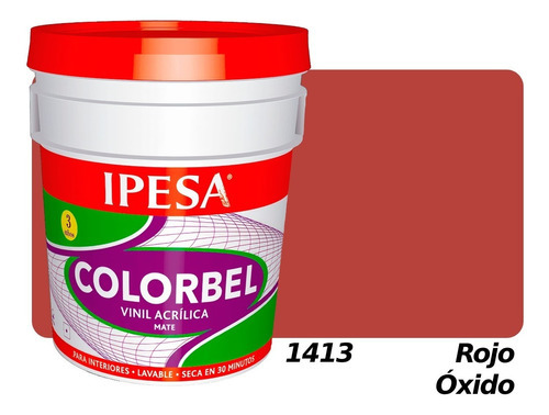 Pintura Vinílica Interior 4 Litros Colorbel 3 Años Galón Color Rojo Óxido