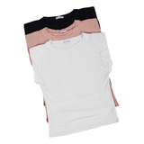 Kit 3 Blusas Femininas Elegante Básica Cores Verão