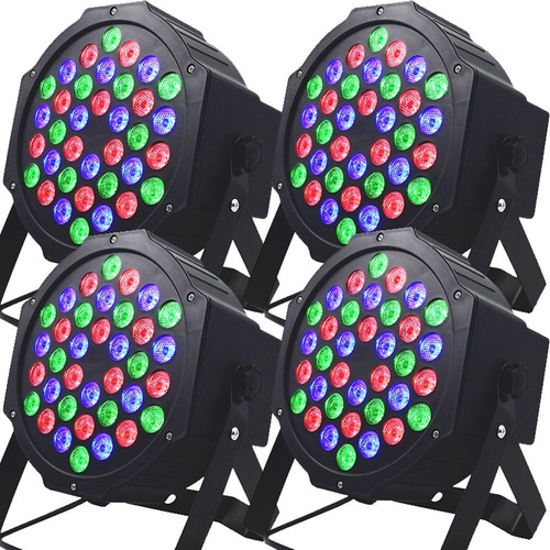 Kit 4 Canhões 36 Leds Rgb Dmx Bivolt Strobo Marca Lorben