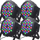 Kit 4 Canhões 36 Leds Rgb Dmx Bivolt Strobo Marca Lorben