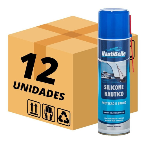 Caixa 12 Silicones Náutico Nautibelle Spray 300 Ml Proteção