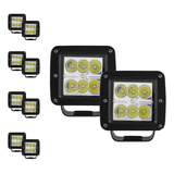 10 Pzas De Faros Cuadrados 6 Leds Luz Blanca 24w Tunelight