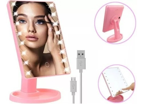 Espejo Maquillaje Iluminador Con 16 Luces Led + Cable Usb