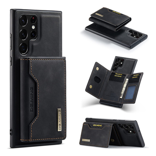 Funda Para Samsung Galaxy S22 Ultra Tarjetero Cuero Negro
