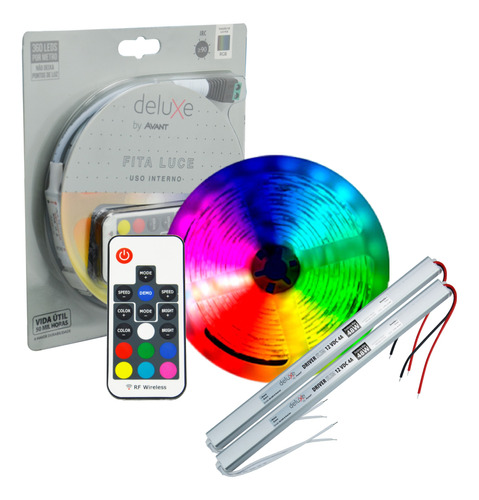 Fita Led 5m Rgb Colorida 15 W/m Sanca Closet Gesso + Driver