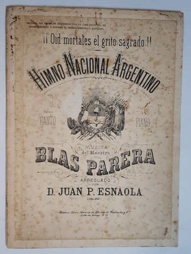 Partitura Himno Nacional Fascimil Casa Ahorro Ro 380