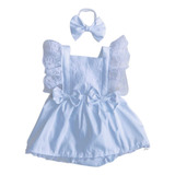 Salopete Com Tiara Infantil Body Feminina Bebê P/a Batizado