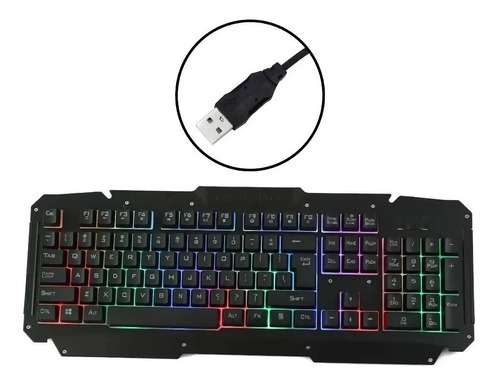 Teclado Gamer Led Retroiluminado Rgb Fijo Usb 2.0 Aluminio 