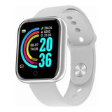 Relógio Smartwatch Android Ios Inteligente D20 Bluetooth Caixa Branca Pulseira Branco Bisel Cinza Desenho Da Pulseira Liso